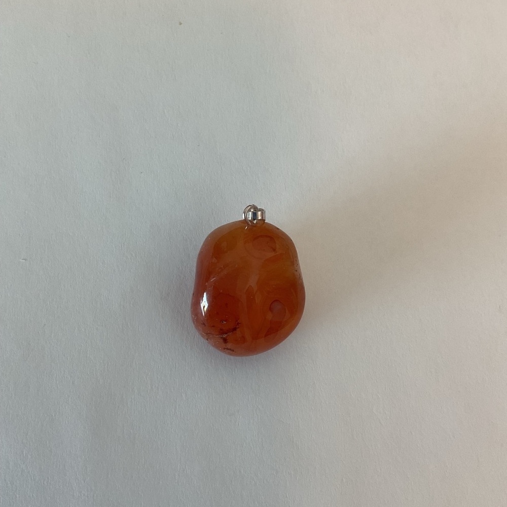 Orange Carnelian Pendant with Silver Bail energy courage new gift giving stone